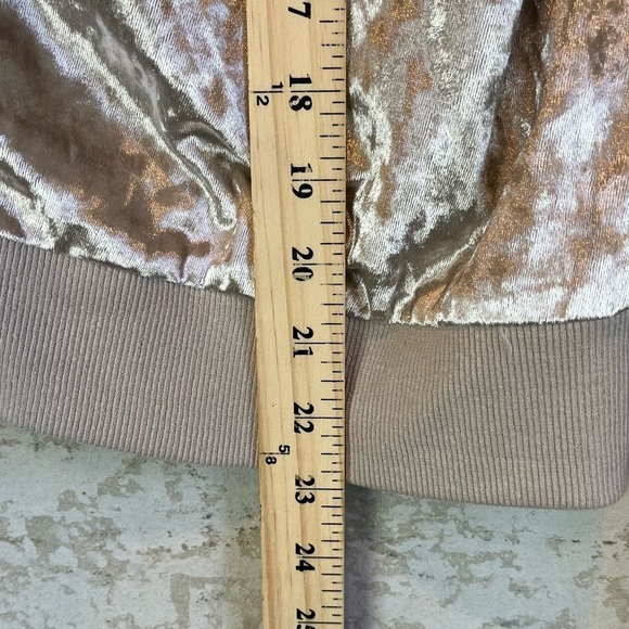 Crushed Velvet Ruched Bomber Jacket Medium Boho Retro Fairy Punk Disco Fate LFD - Picture 13 of 16